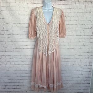 Gunne Sax By Jessica McClintock Vintage cottage Core, Prairie lace maxi dress